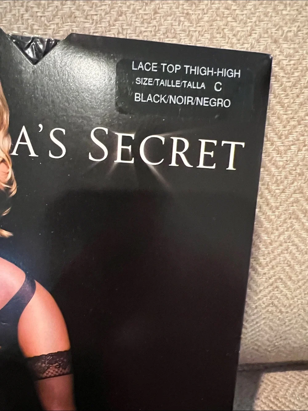 Victoria's Secret Black Lace Top Thigh-High Stockings
